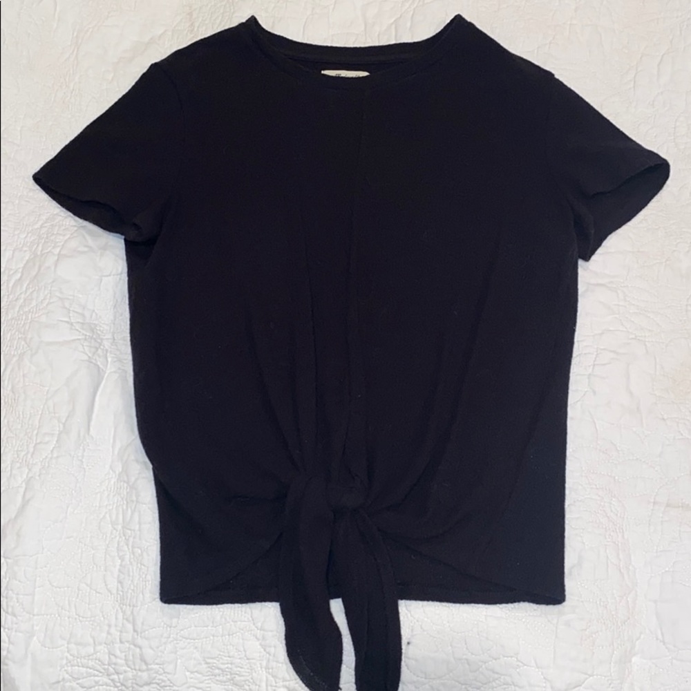 Madewell Black Front Tie Shirt